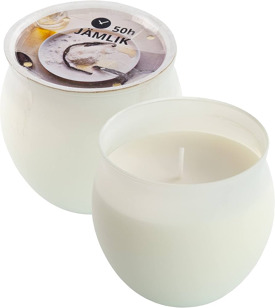 Amazon.de: Ikea JAMLIK Creme-Duftkerzen in Milchglasgläsern